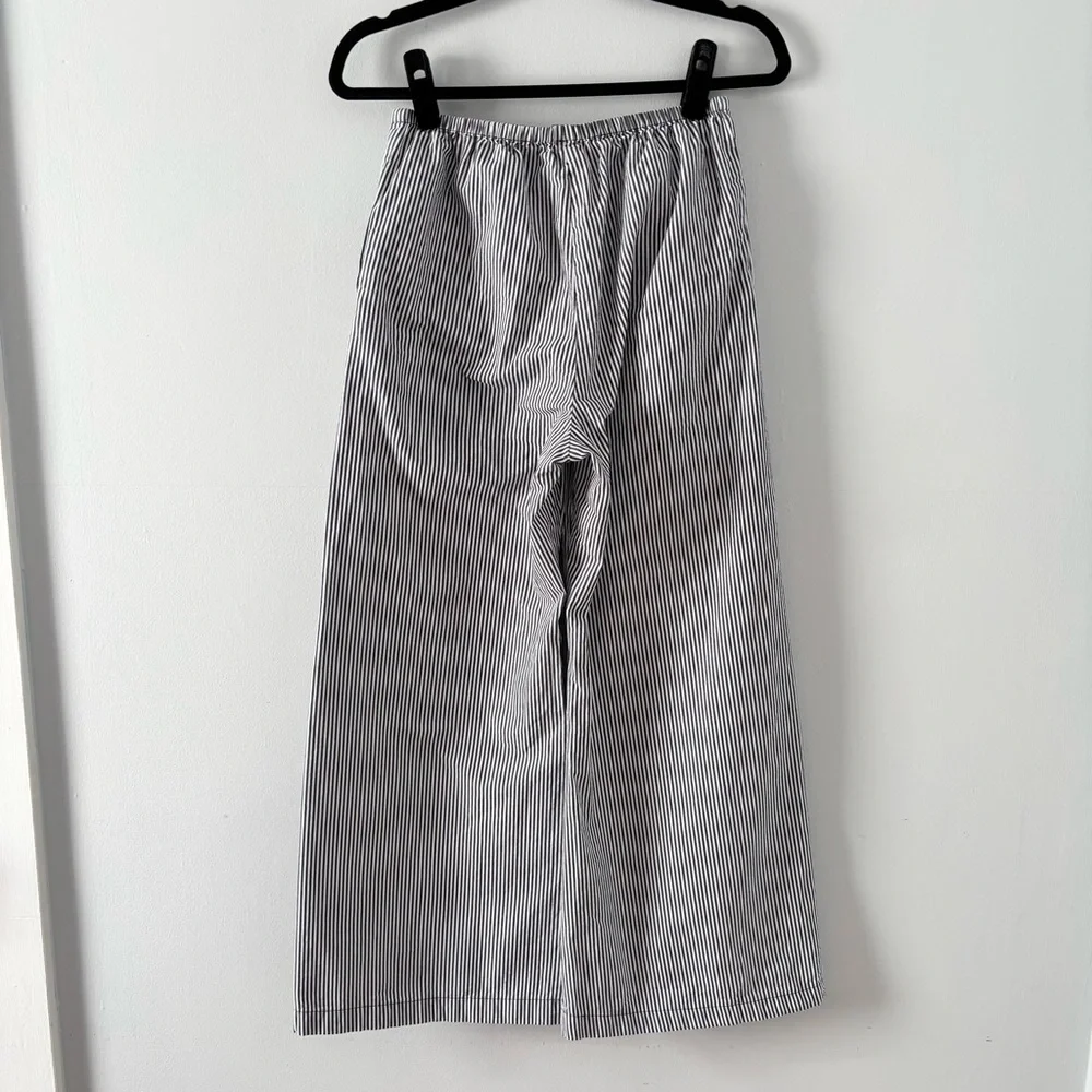 J. Crew Cosmo Pant in Oxford Stripe Pull-On Wide Leg Ankle Pant Pinstripe - Picture 4 of 6